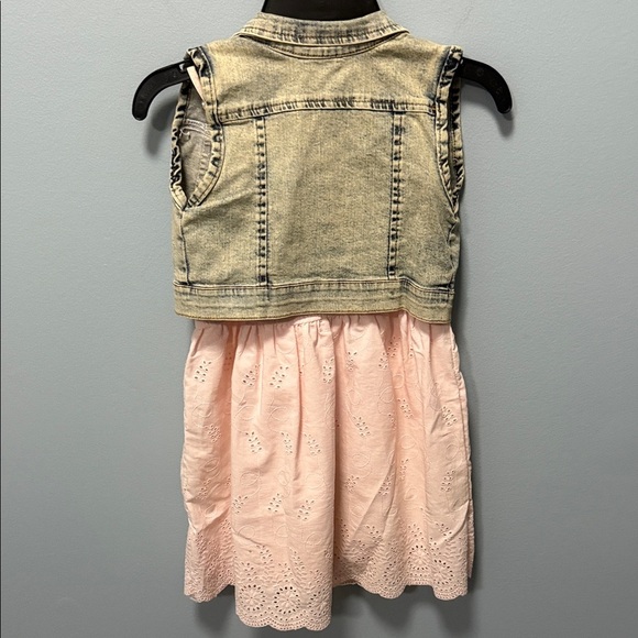 Pink Lace Dress with Denim Vest - Picture 10 of 10